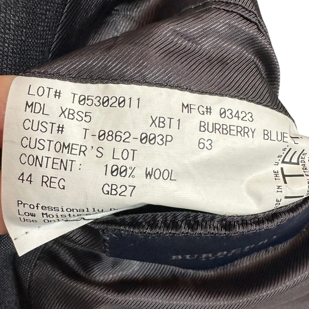 Burberry London Men Blazer XB55 44R‎ Gray Wool Two Button Blue Tone Sport Coat